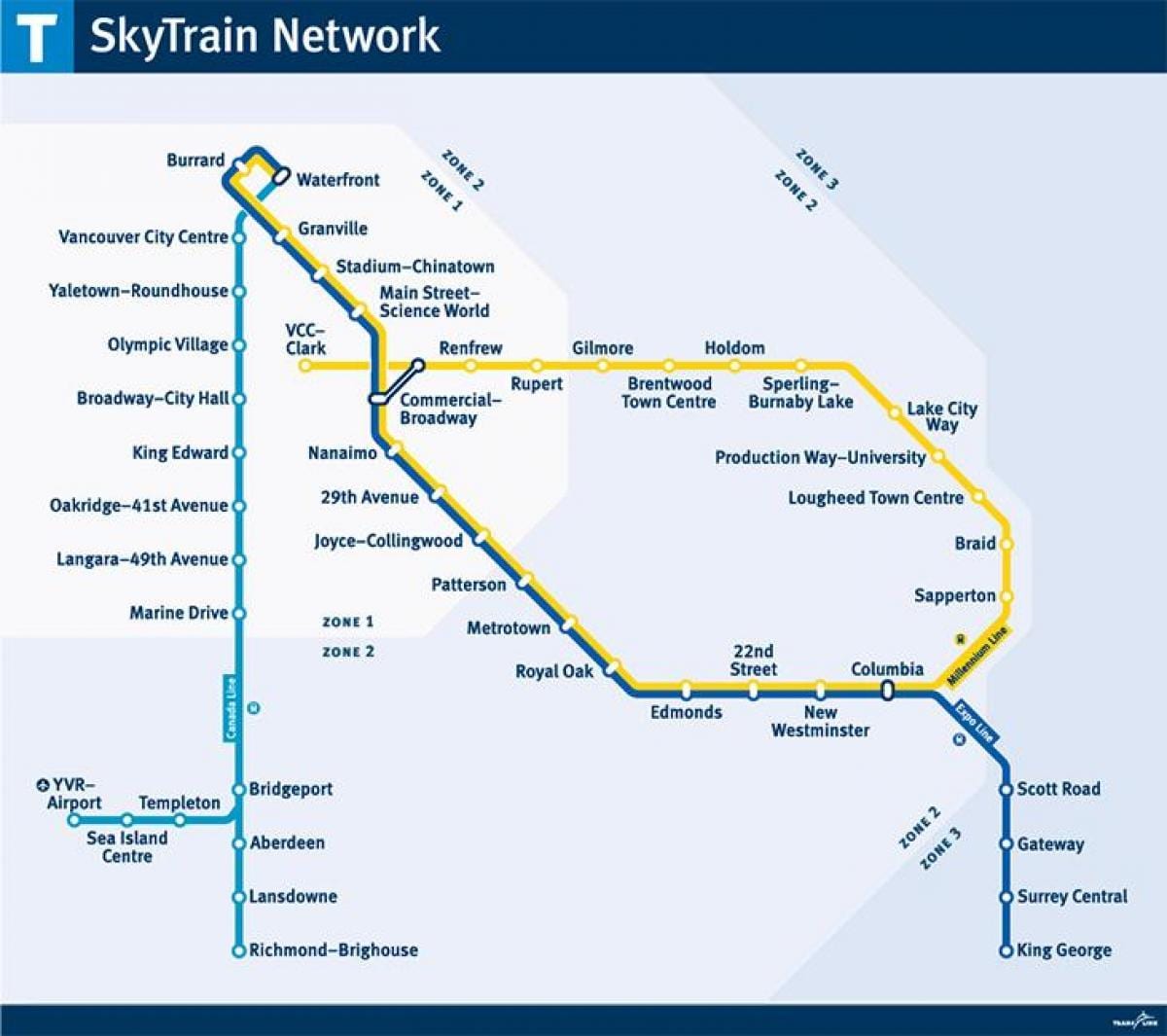 কানাডা skytrain মানচিত্র