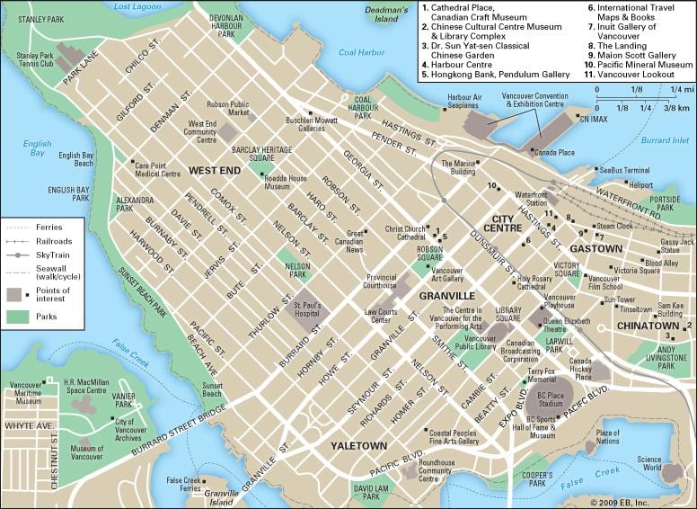 map of west end ভ্যাঙ্কুভার বিসি