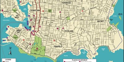 মানচিত্র, ভ্যাঙ্কুভার, কানাডা, এবং পার্শ্ববর্তী এলাকায়