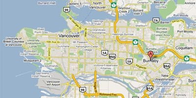 মানচিত্র, burnaby, ভ্যাঙ্কুভার