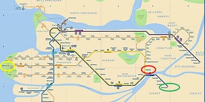 মানচিত্র skytrain ম্যাপেল সেতুবন্ধ ভ্যাঙ্কুভার থেকে