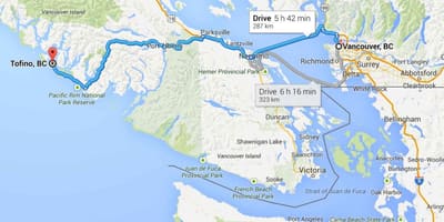 মানচিত্র tofino ভ্যাঙ্কুভার দ্বীপ