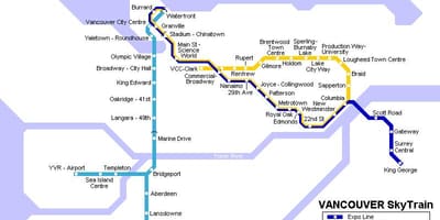 মানচিত্র yvr skytrain